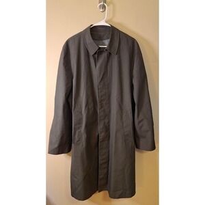 Vintage Sears Perma-Prest Mens Trench Coat Overcoat Green Gray Mid Length L?